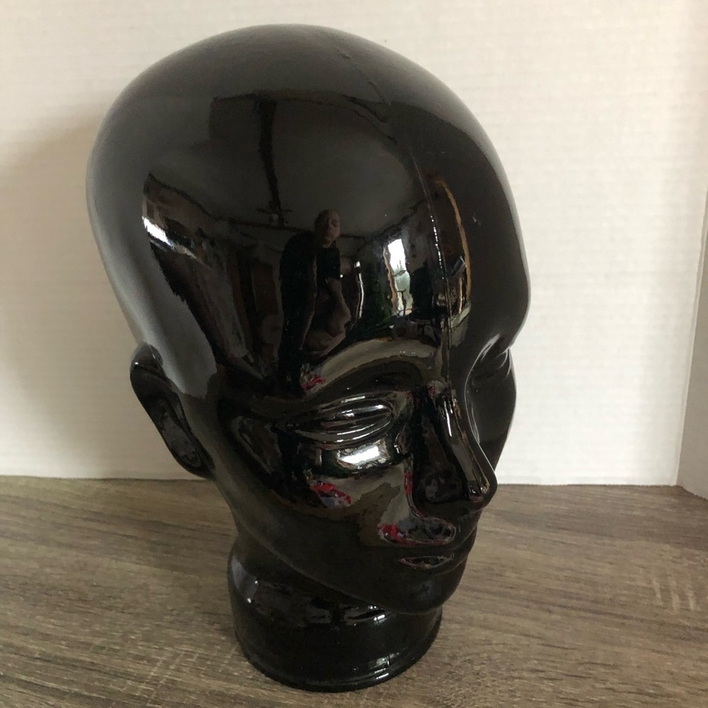 Vtg Black Glass Mannequin Head - Picture 3 of 15